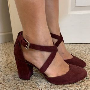 Ralph Lauren Purple Criss-cross round toe heel